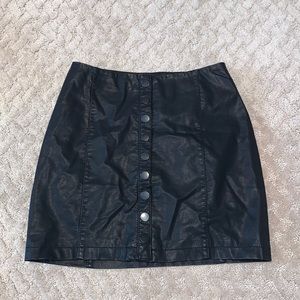NEVER WORN Free People Button-Front Faux-Leather Mini Skirt